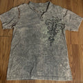 Oceanic Men's Acid Wash Gray Y2k Graphic Shirt S/XXL Studded Y2k Grunge Goth