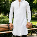 Men Minimalist Cotton Linen Mid Length Long Sleeve Casual Shirt Loose Fit