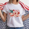 Floral American Flag Shirt, Patriotic 4th of July Tee, 250th Anniversary Tee
