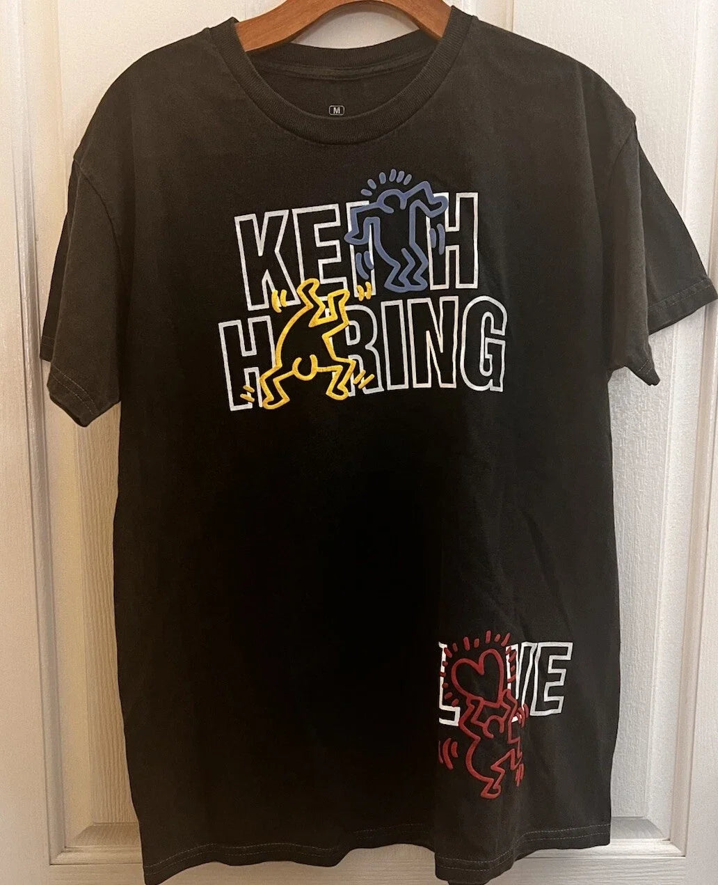 Keith Haring Love Black T Shirt Size Medium