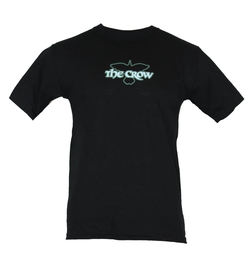 The Crow Mens T-Shirt -Simple Front Design Stylized Guitar Agel Back Image