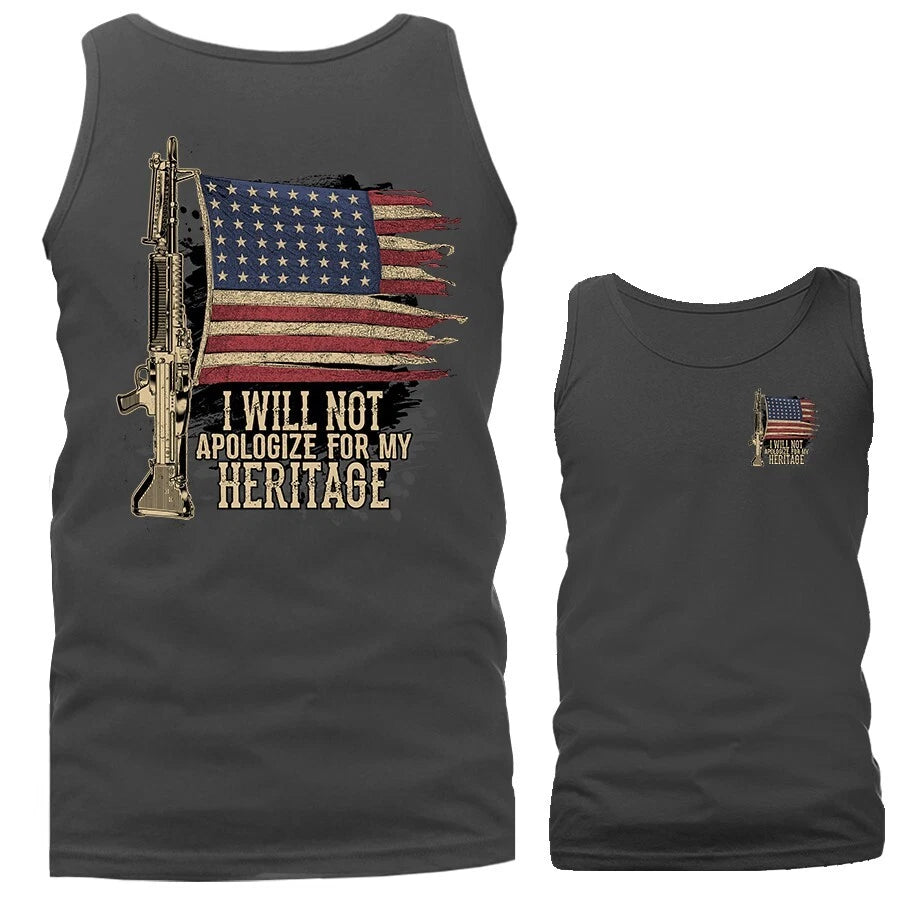 Heritage American Veteran Military Patriotic US Flag Graphic Tank Top