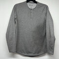 BYLT Premium Basics Lux Drop Cut Henley Long Sleeve Shirt Heather Gray Small