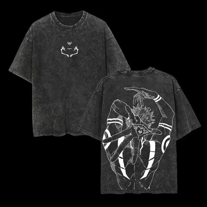 Jujutsu Kaisen Ryomen Sukuna Anime Acid Wash Graphic Streetwear Grunge Y2K M-3XL