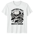 Sometimes Sweet Mostly Savage T-Shirt Skull Floral Gothic