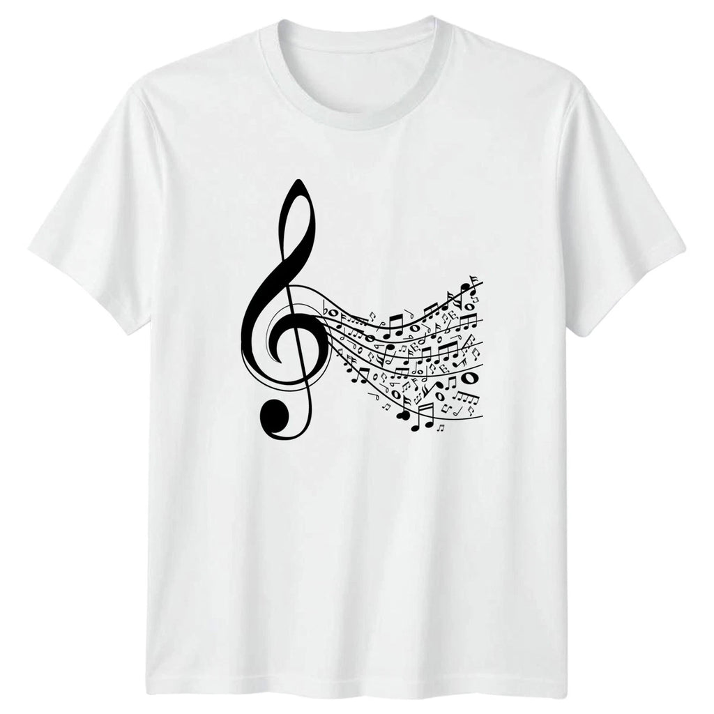 Black Treble Clef Music Notes Flowing T-Shirt Classical Band Orchestra Music
