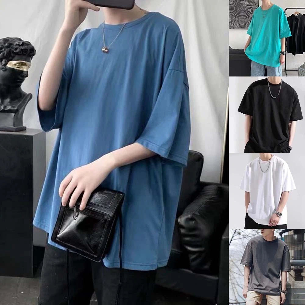 Men's Relaxed Fit Solid Tee Shirt for Summer Comfort and Easy Movement
