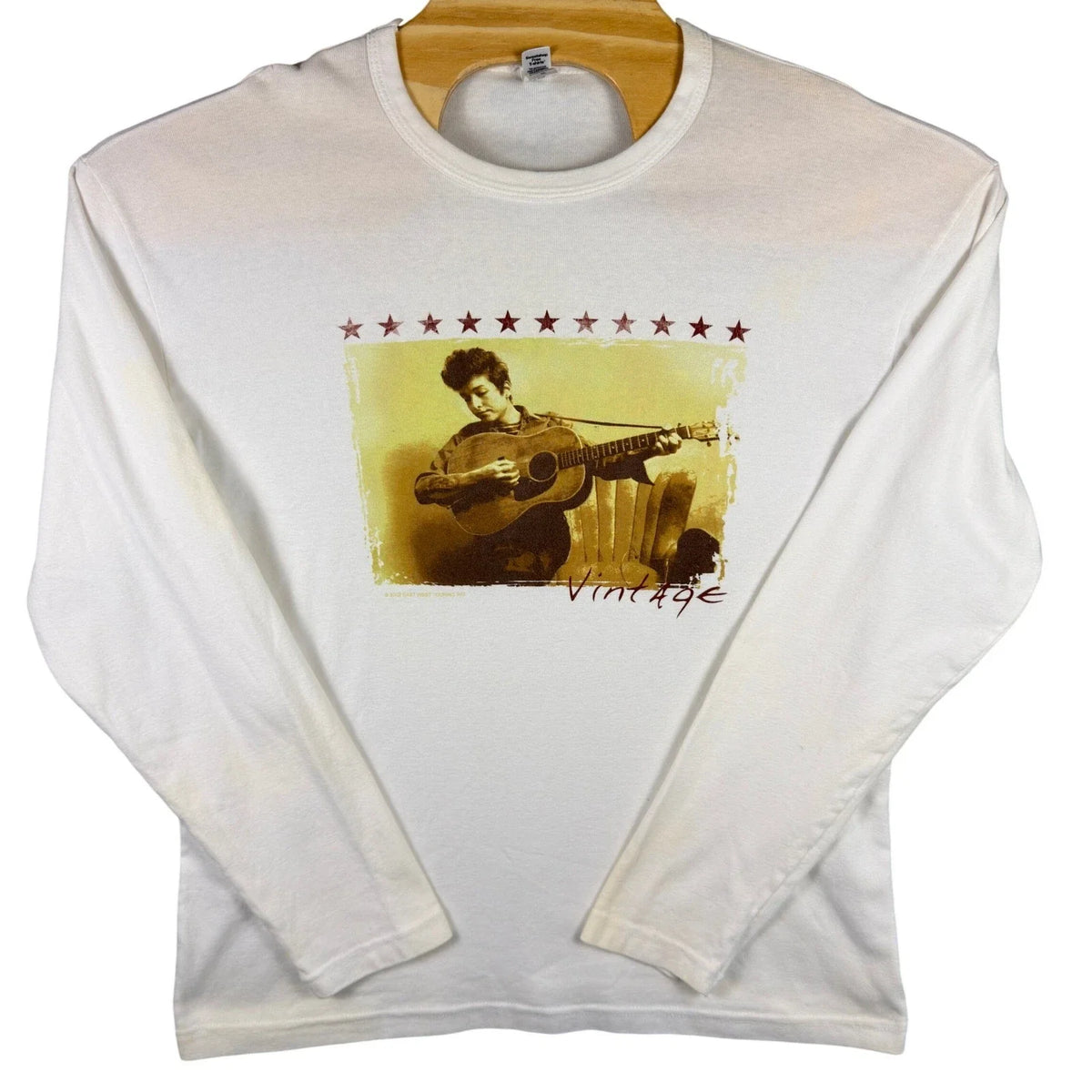 VINTAGE Bob Dylan Long Sleeve Shirt Mens XL White 2002 Tour Graphic USA Made