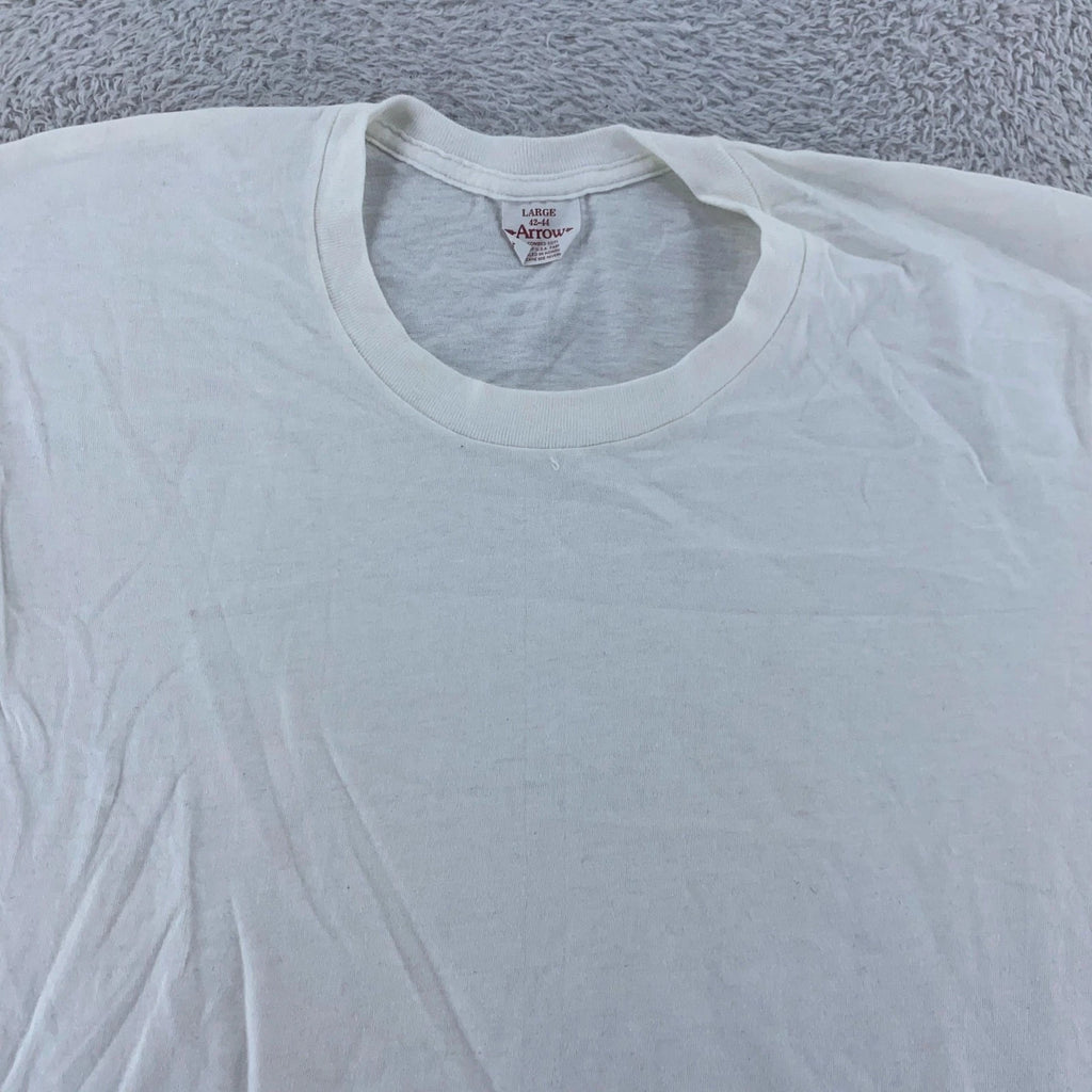 Vintage Arrow Shirt Medium White Blank 100% Cotton Crewneck Tee Soft 90s