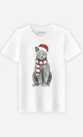 Men's Short Sleeve T-Shirt White, XMAS CAT