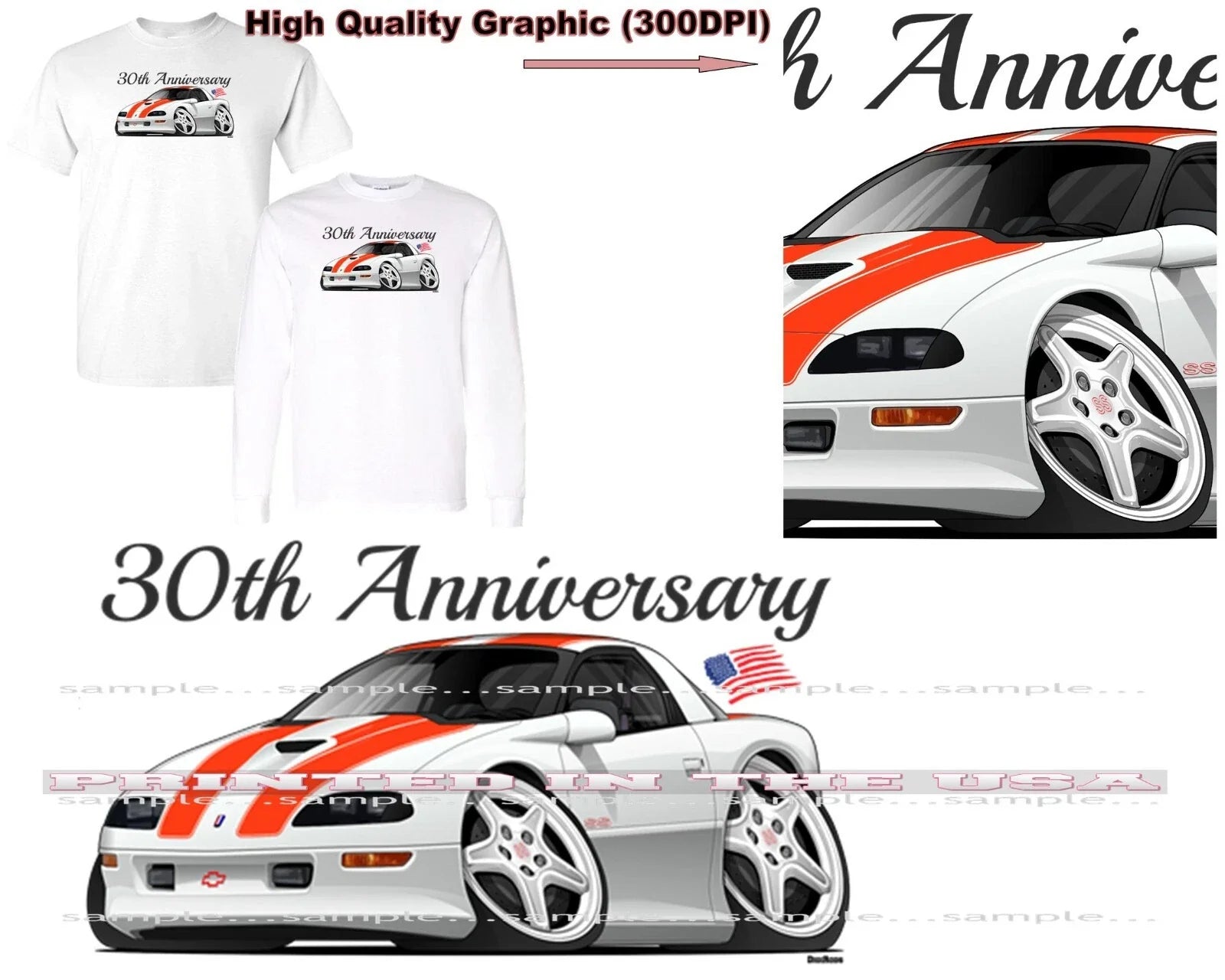DigiRods Camaro 1997 30th Anniversary Z28 SS Edition Model Cartoon Car T Shirt