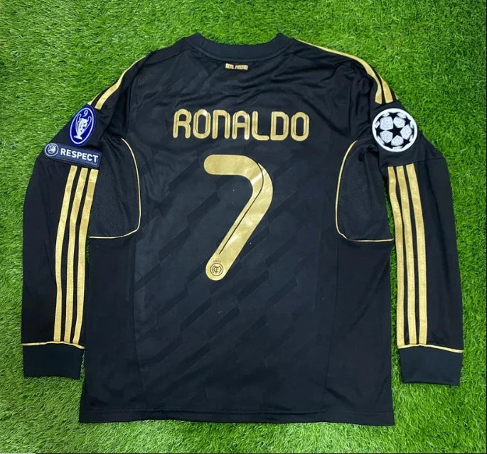 C.Ronaldo #7 Real Madrid Away Jersey Black 2011/12 Football Long Sleeve All size