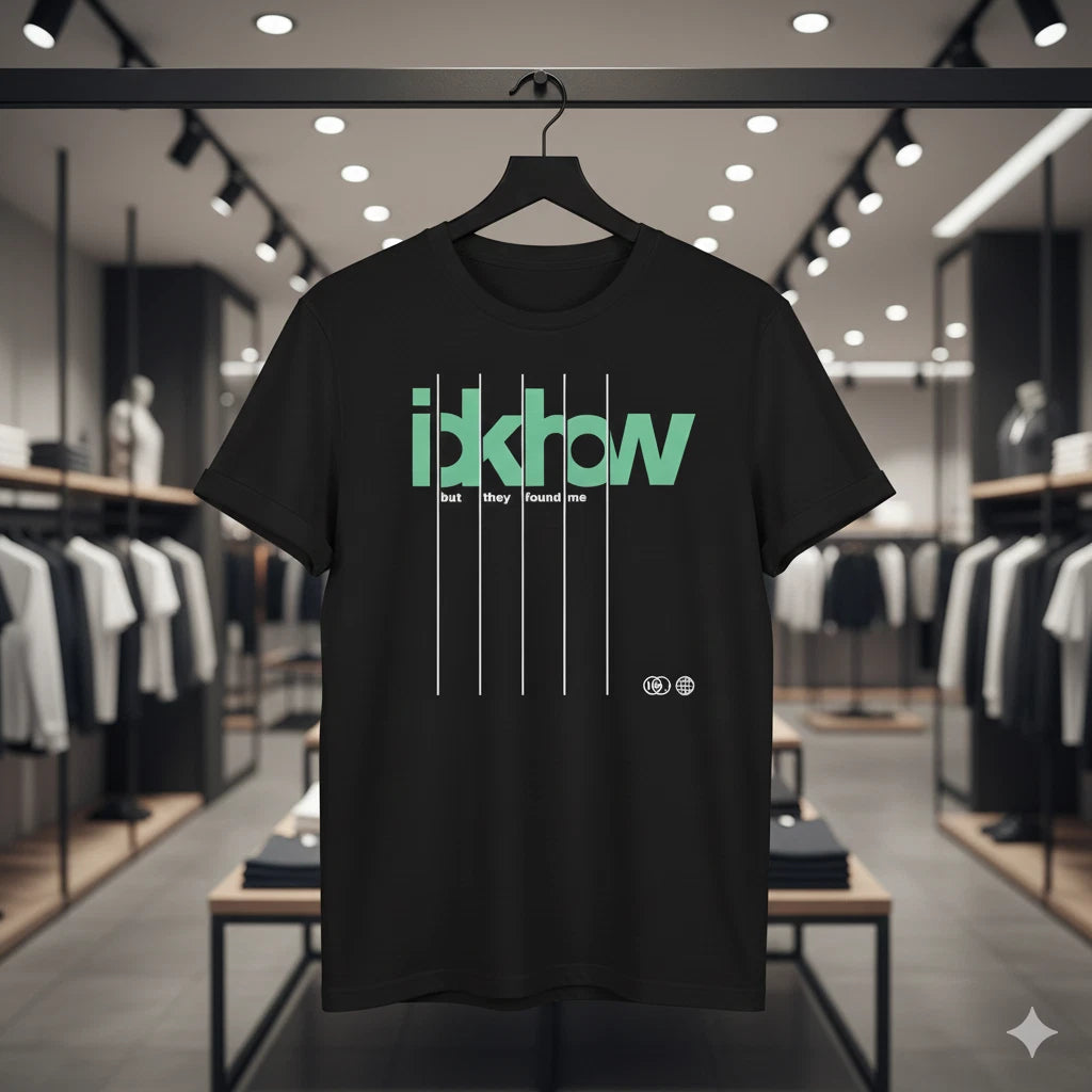 Minimalist Quote Graphic T-Shirt “I Know They Found Me” Black - T749