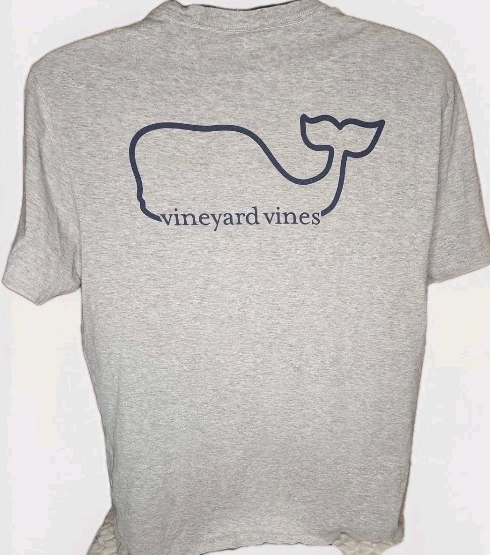 Official Vineyard Vines Brand Men's Gray Simple Logo T Shirt Size Medium