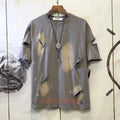 Men's Punk Rock Distressed T-Shirt Safety Pin Hollow Out High Street Hip Hop Top