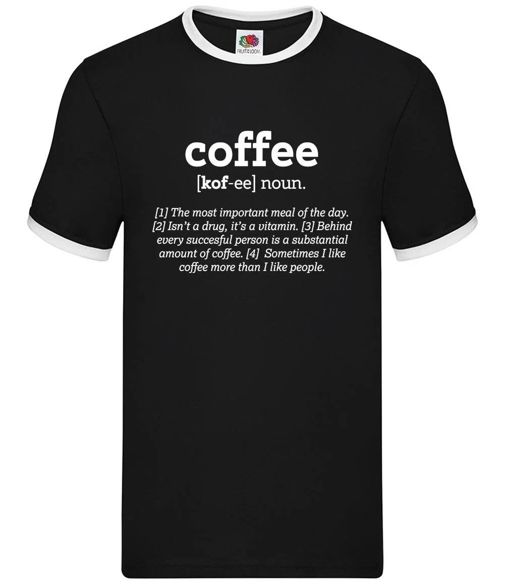 Funny Definition Coffee - Mens Ringer - Latte Espresso Cafe Caffeine
