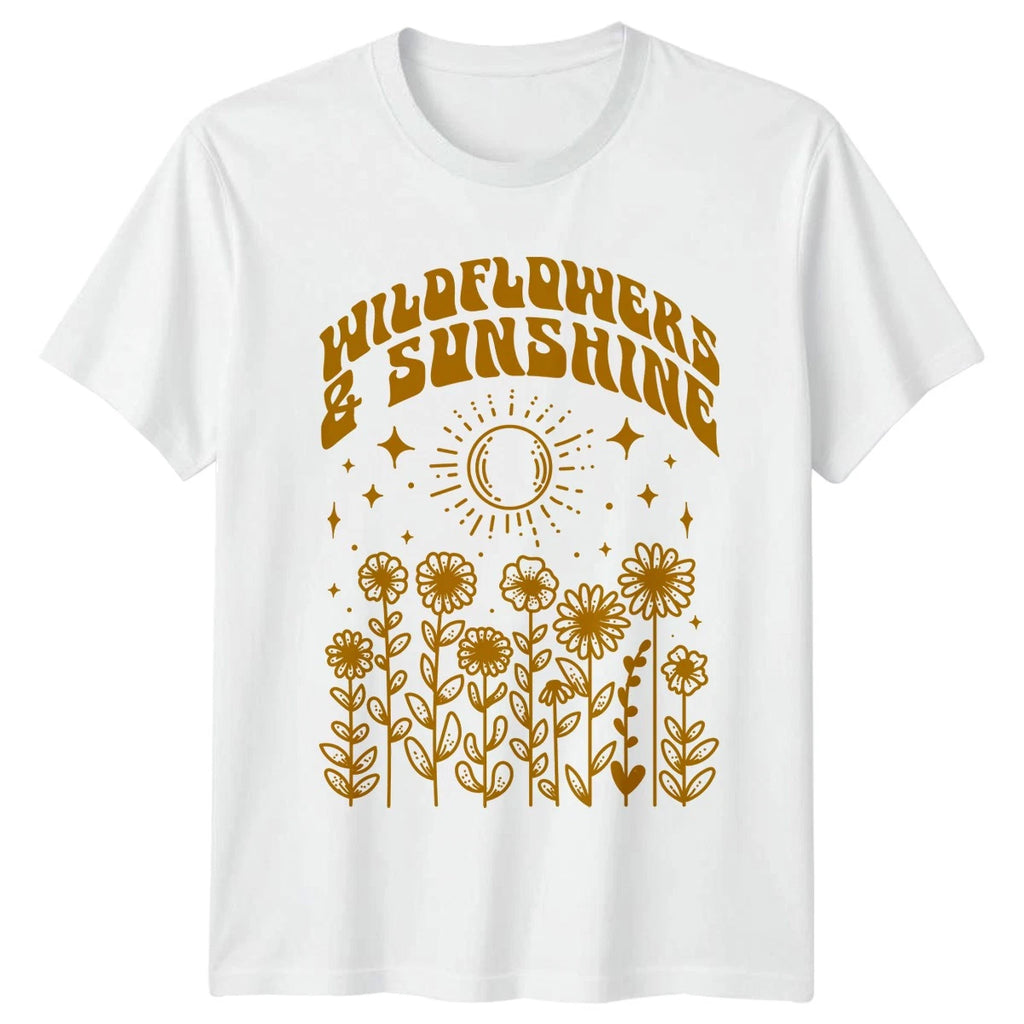 Wildflowers & Sunshine Womens T-Shirt Boho Floral Nature Birthday Gift For Her