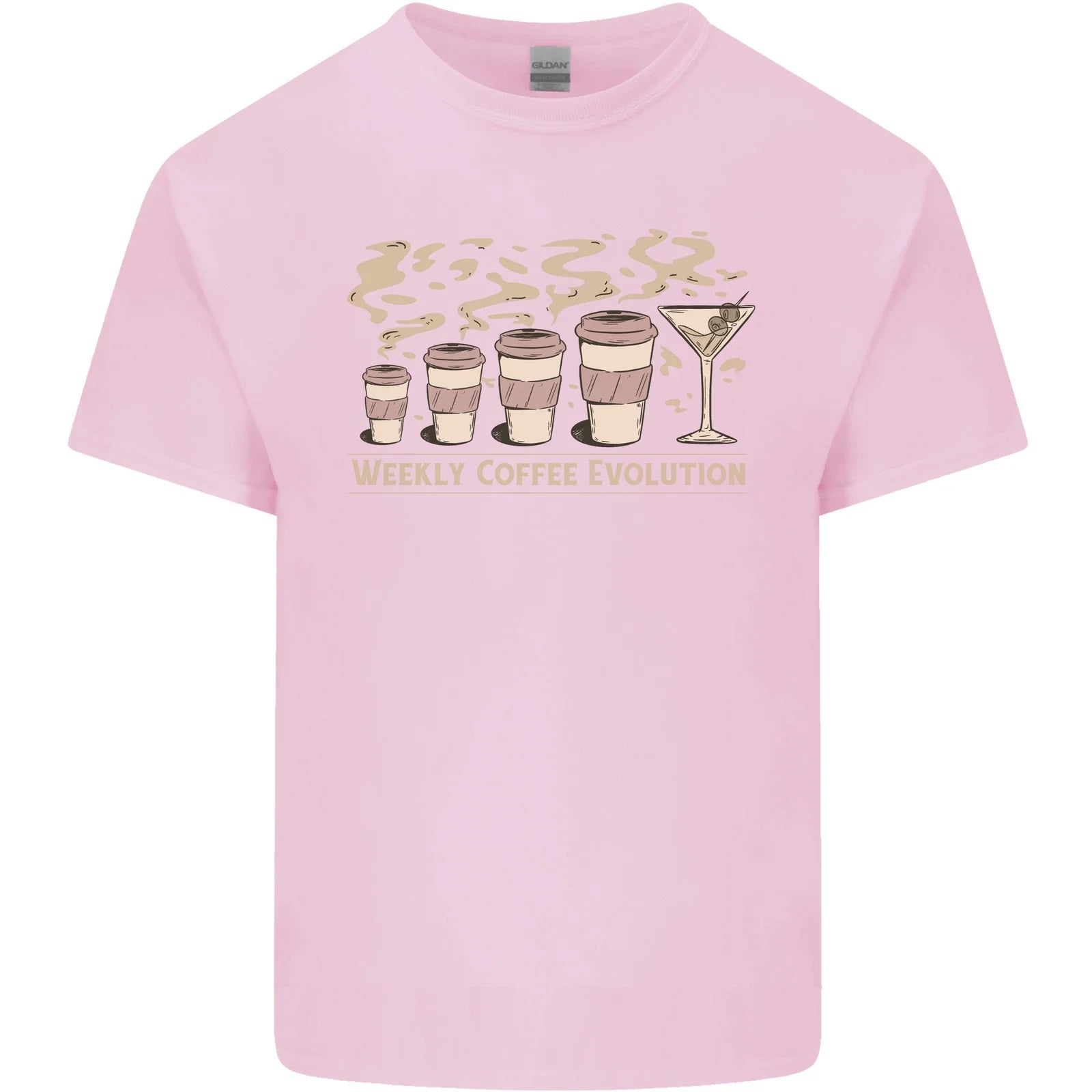 Weekly Coffee To Alcohol Evolution Wine Mens Cotton T-Shirt Tee Top