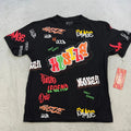 Waimea Graphic T Shirt Mens XL Black Hustle Savage Graffiti All Over Print New