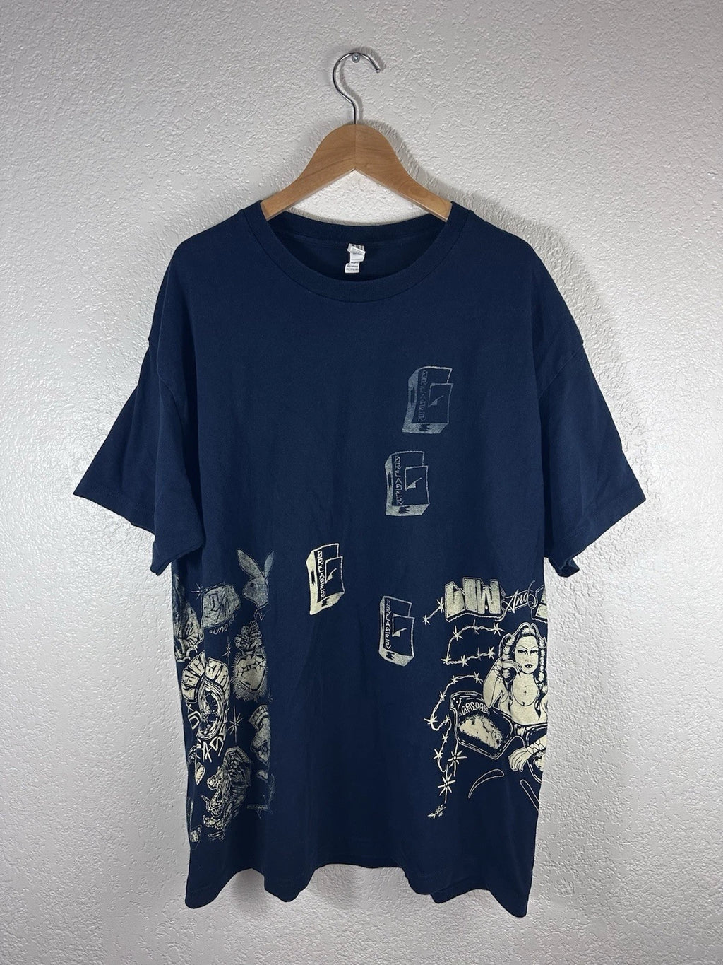 Yago Maria Dreamer Graphic T-Shirt Men’s 3XL Navy Blue Streetwear Oversized