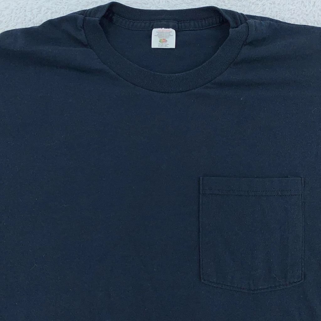 Vintage Blank Black Fruit of the Loom Pocket Shirt Mens Medium/Large Tee