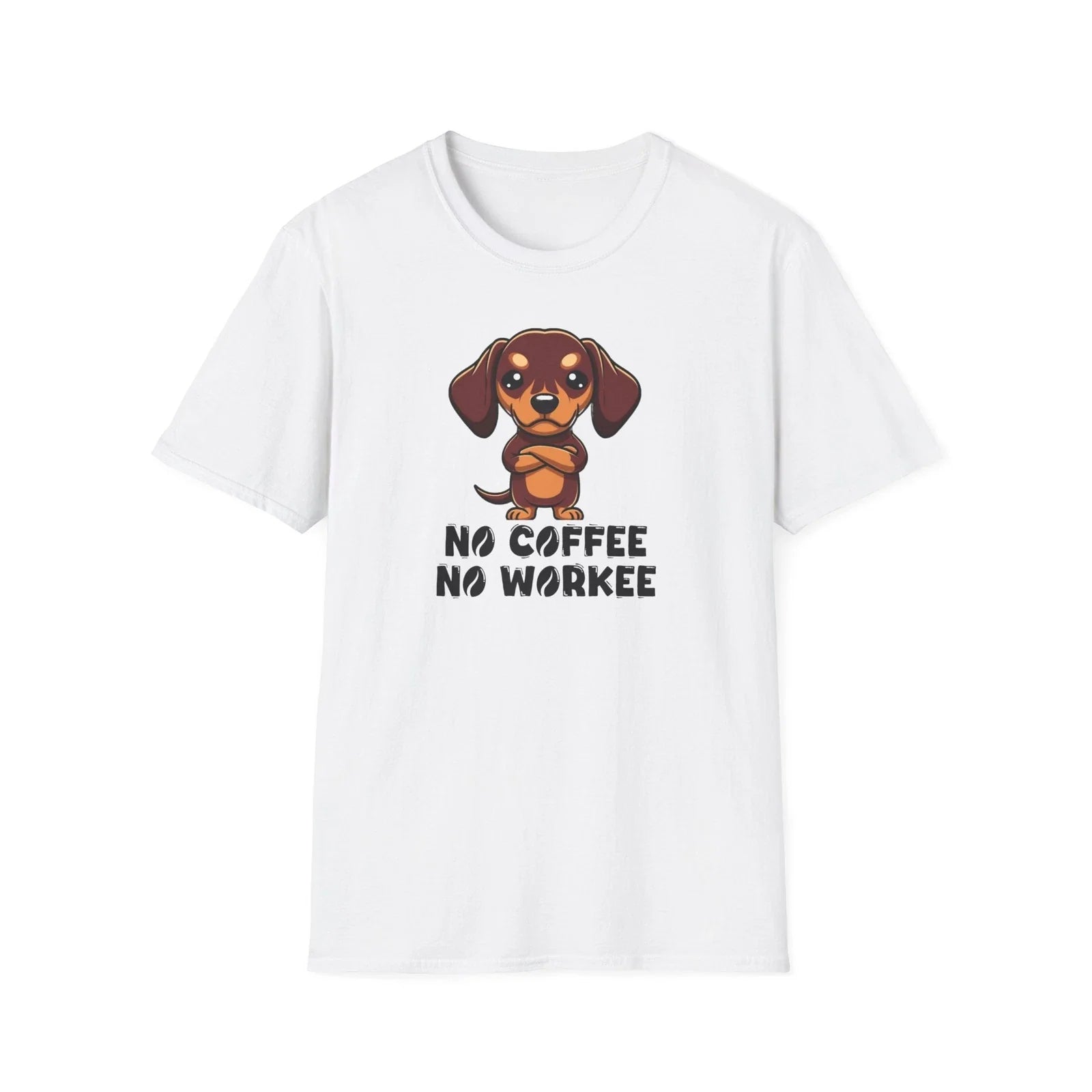 Coffee Lover Dachshund T-Shirt, No Coffee No Workee Unisex Tee, Funny Dog Shirt