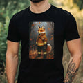 Mens Fox as Firefighter Motif Cotton T-Shirt Size XS to 5XL