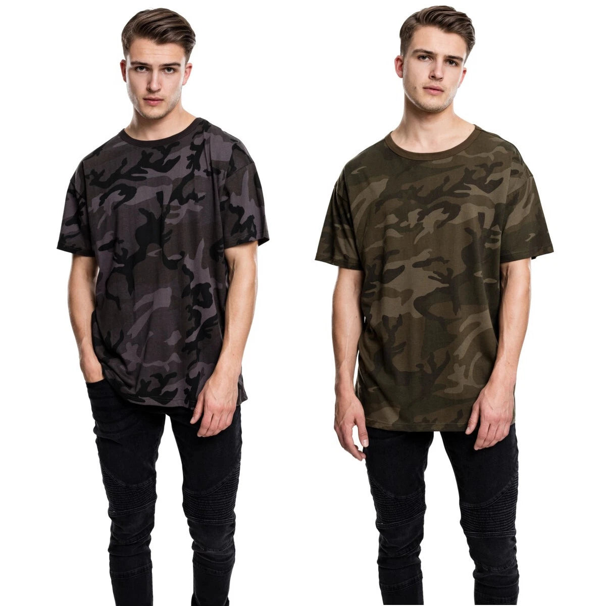 Build your Brand Camouflage Oversize T-Shirt, Dark Camo Olive Camo, Jersey