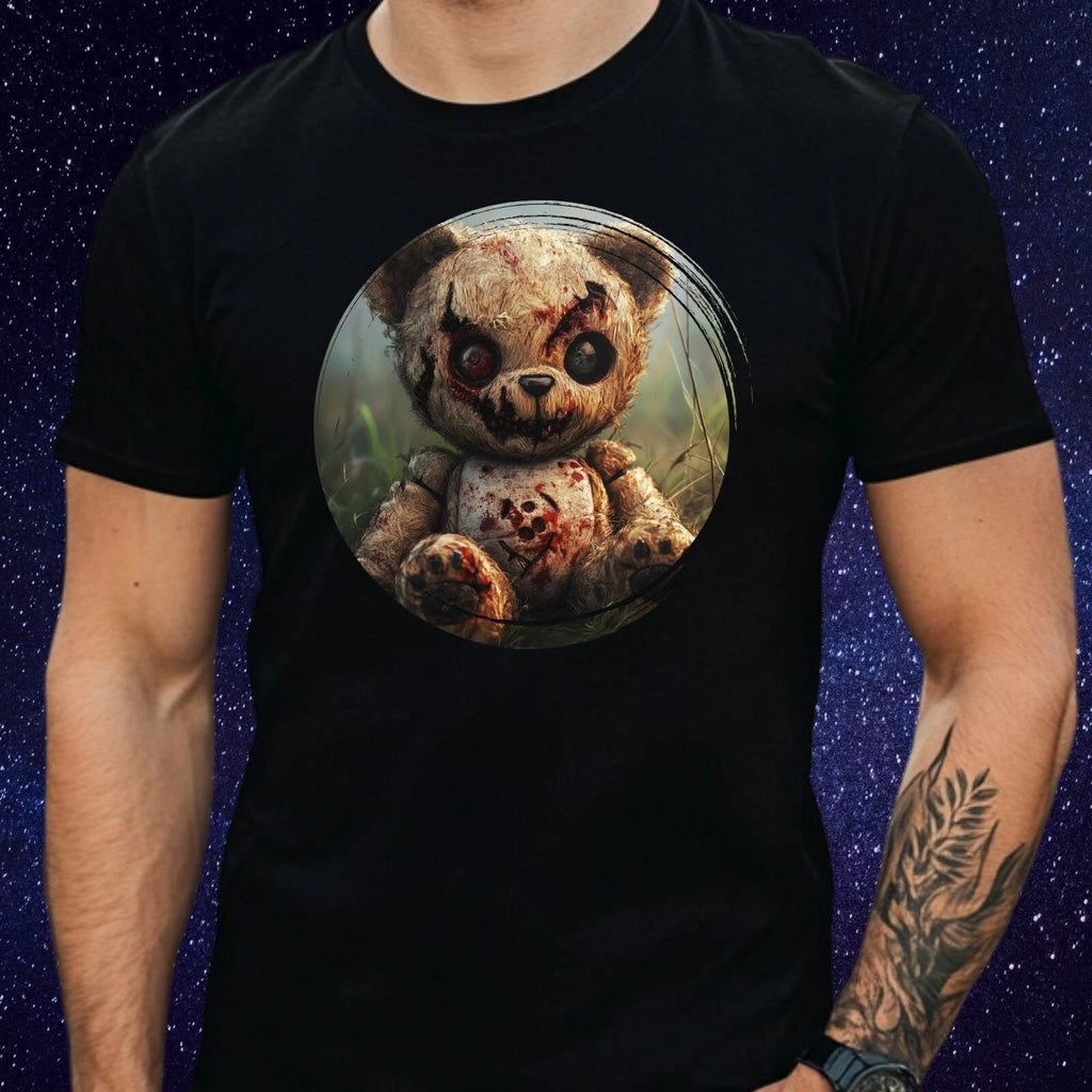 Mens Zombie Teddy Bear Print Cotton T-Shirt Size XS to 5XL