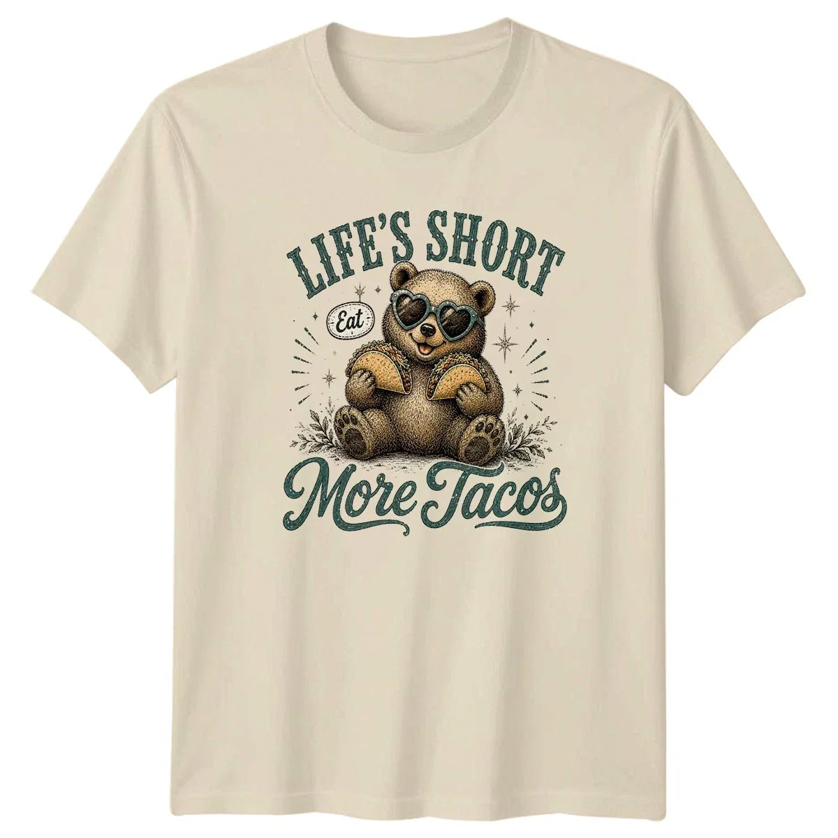 Lifes Short Eat More Tacos T-Shirt Lazy Bear Tacos Birthday Gift For Him And Her