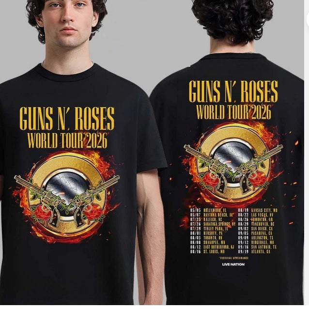 Guns Roses World Tour 2026 UK And Europe Tour Dates T-Shirt.