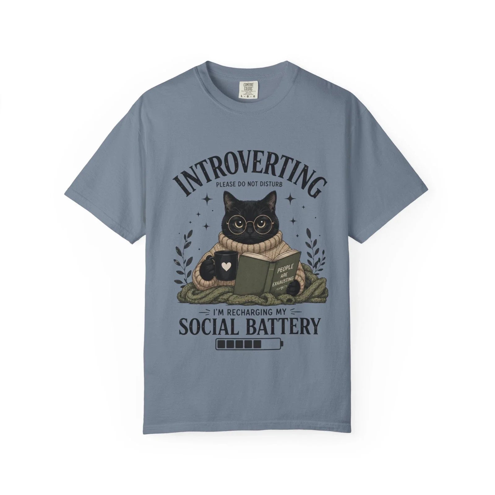Introverting Cat Shirt Funny Introvert T Shirt Social Battery Reader Tee Gift
