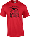 I always give 100% at work - 11% monday 27% tuesday - funny work office humor...