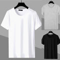 Men's Solid Short Sleeve T Shirt Slim Fit Summer Top Casual Tee Round Neck