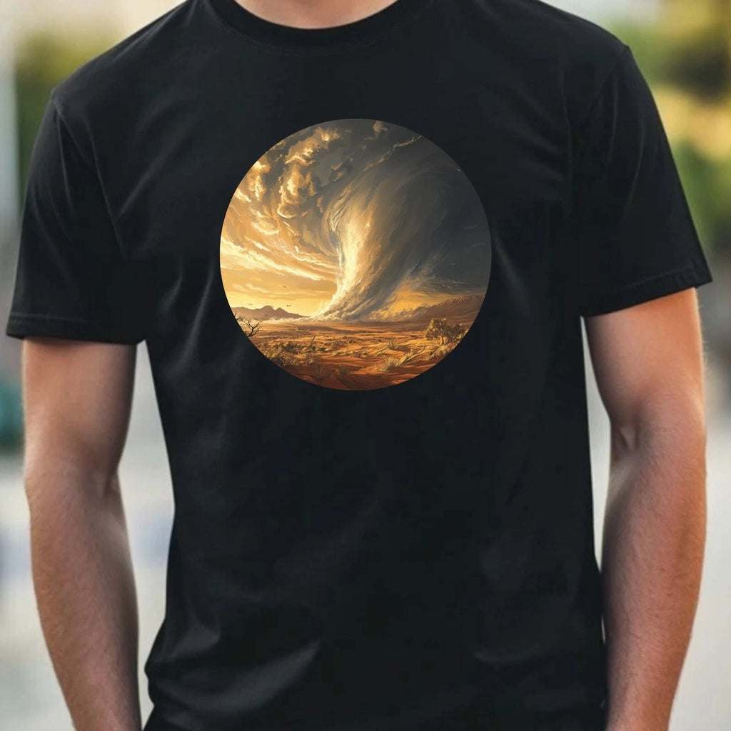 Mens Tornado Desert Landscape Motif Cotton T-Shirt Size XS to 5XL