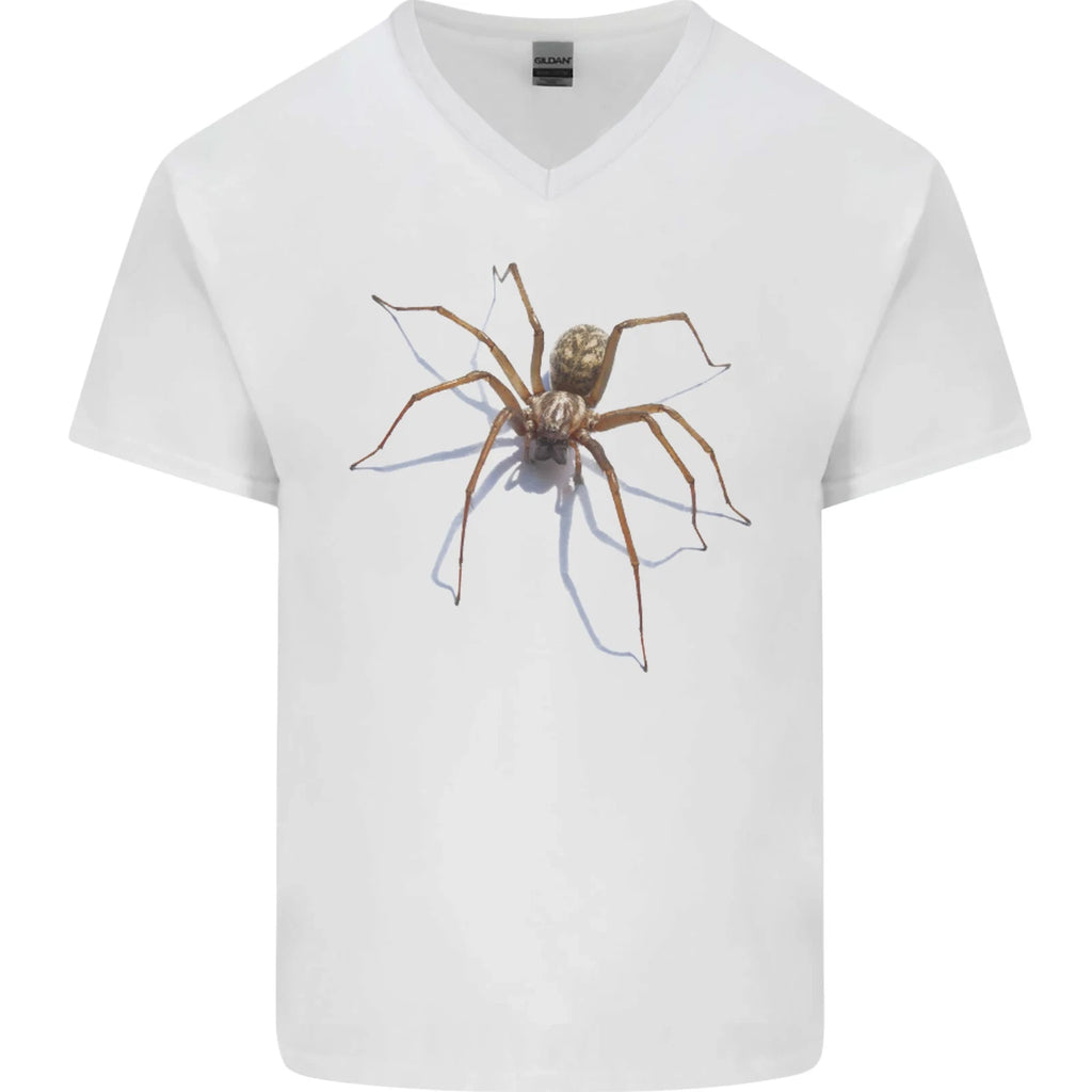 Gruesome Spider Halloween 3D Effect Mens V-Neck Cotton T-Shirt