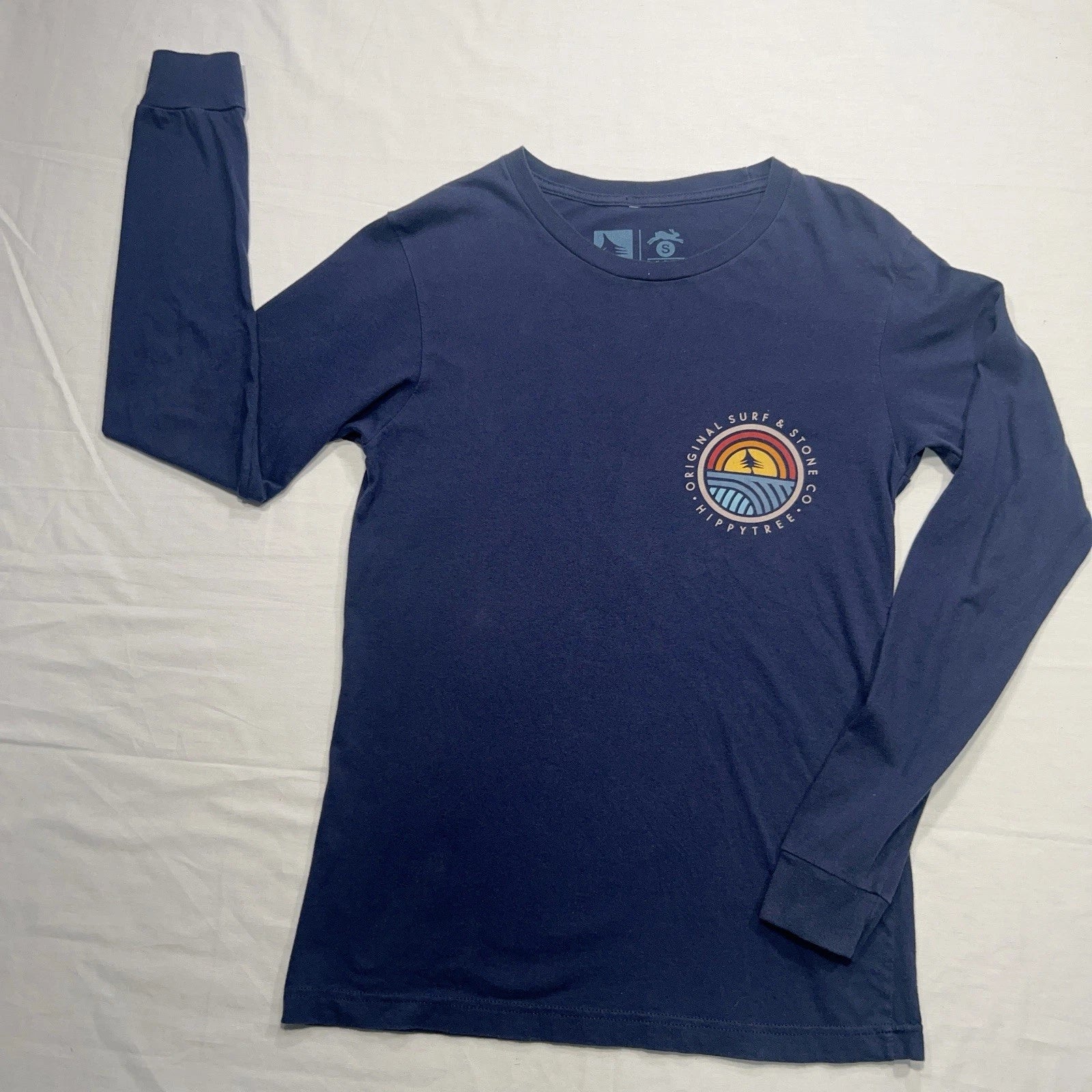 Hippytree mens long Sleeve Graphic navy tee Shirt Outdoor Small