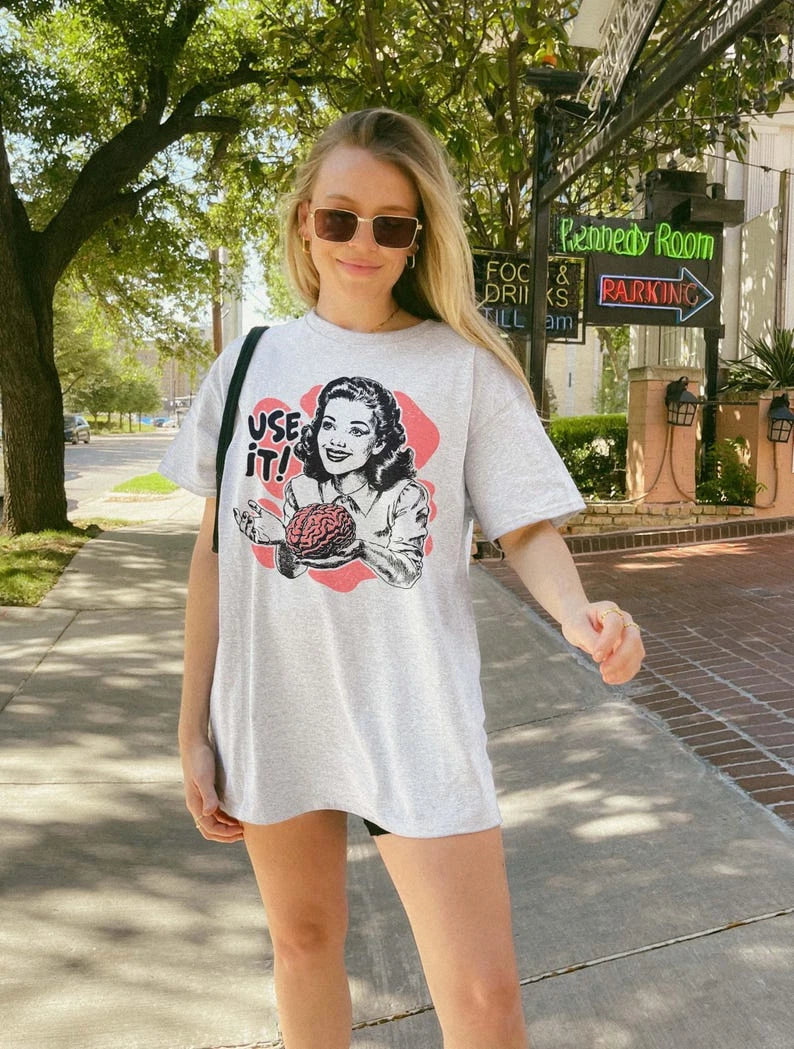 Sarcastic Vintage Unisex Shirt, Use Your Brain Aesthetic Tee