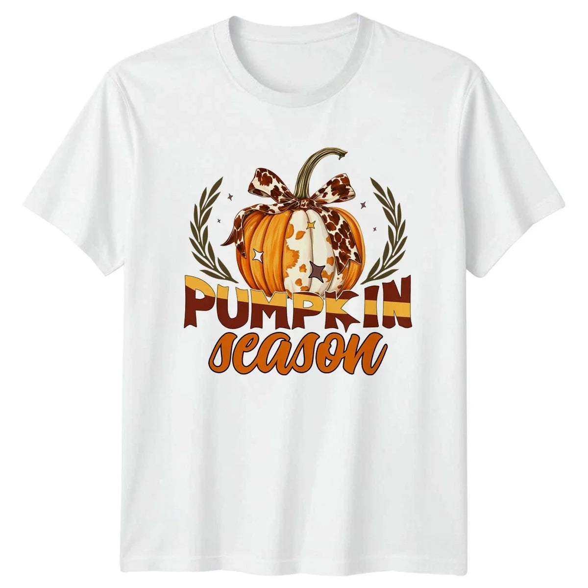 Pumpkin Season Womens T-Shirt Western Boho Fall Thanksgiving Gift For Her