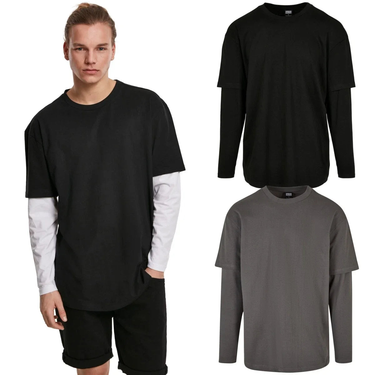 Urban Classics Oversized Shaped Double Layer Longsleeve Tee Shirt 100% Cotton