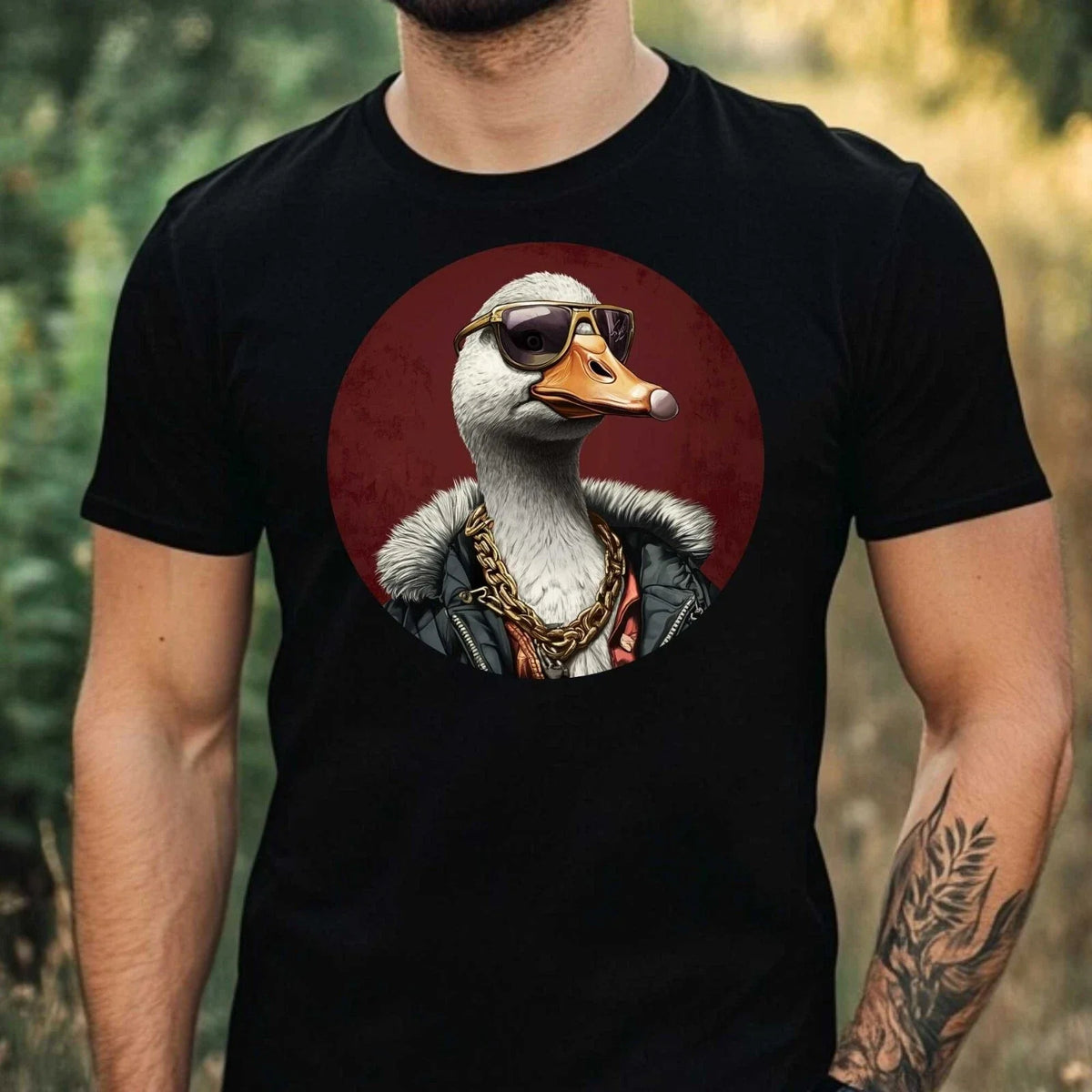 Mens Gangster Goose Motif Cotton T-Shirt Size XS to 5XL