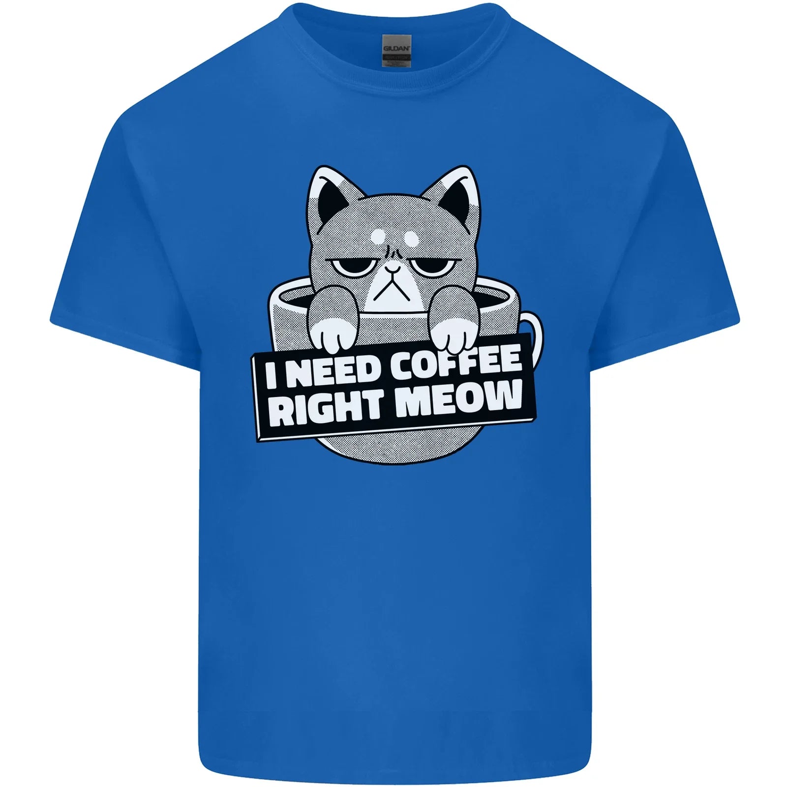 Cat I Need Coffee Right Meow Funny Mens Light Cotton T-Shirt