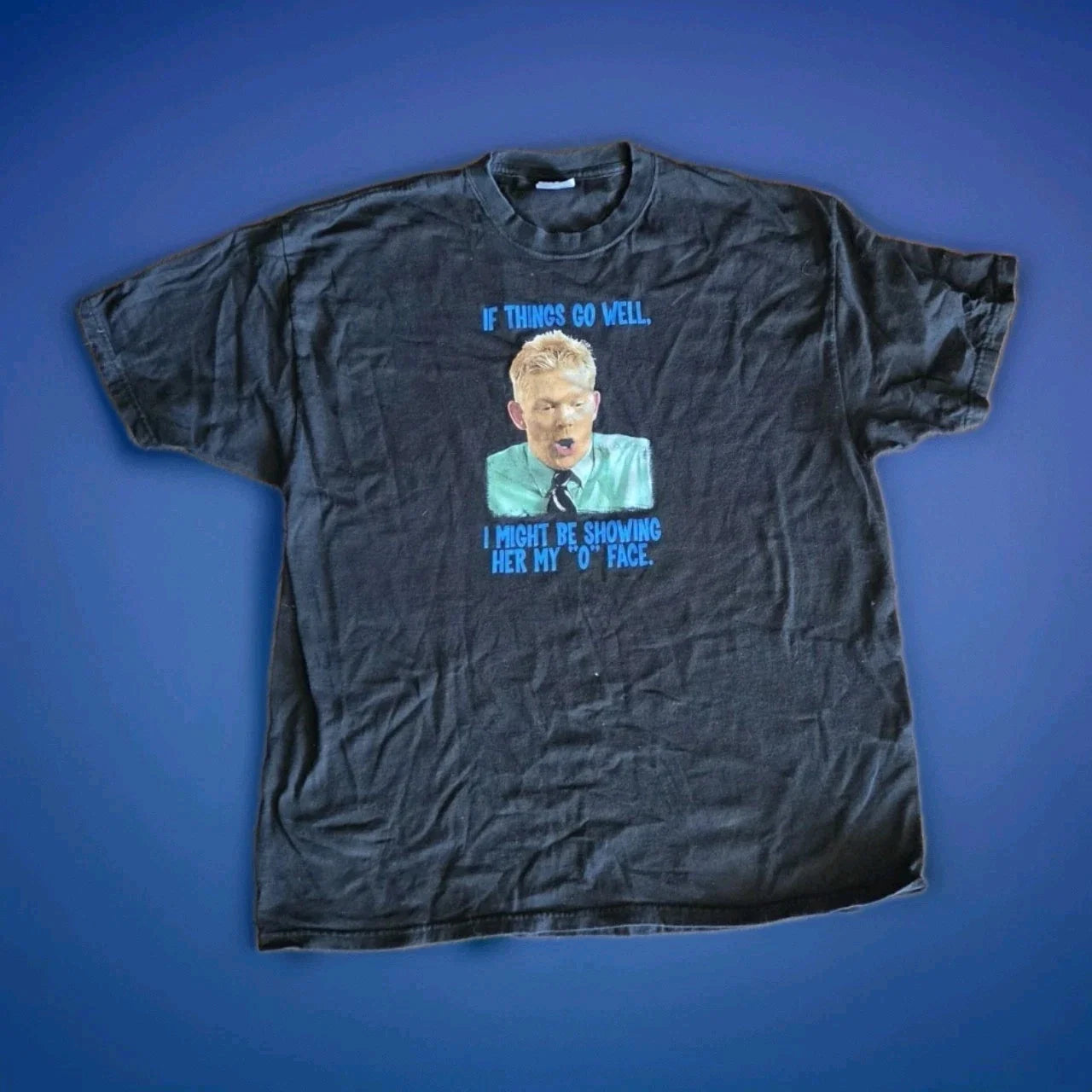 ​Vintage 2004 Office Space O Face Movie Promo Shirt XL Hanes Heavyweight Cult...