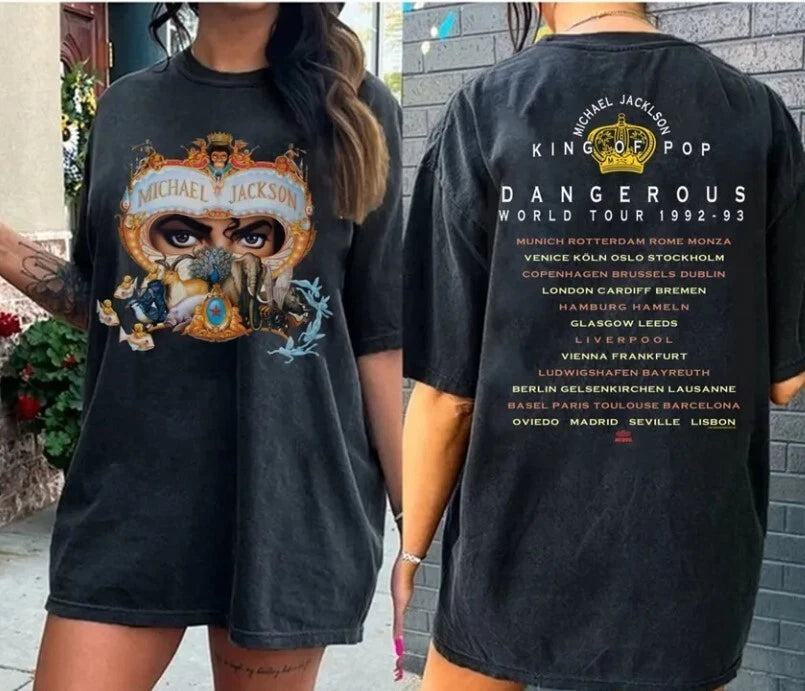 Vintage 90s MJ 1992-1993 Dangerous World Tour Shirt, 2 sided tshirt