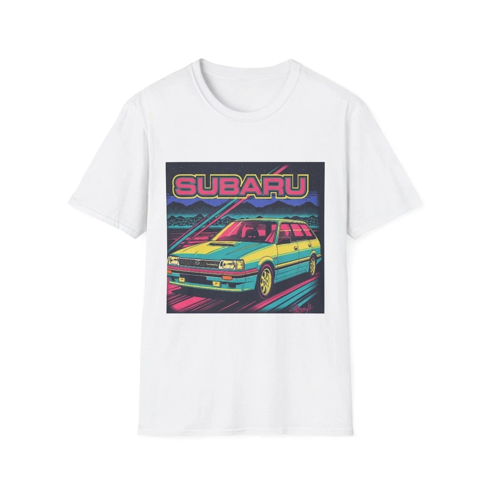 Retro Subaru Unisex Softstyle T-Shirt, Vintage Car Tee, Classic Auto Shirt, Cool