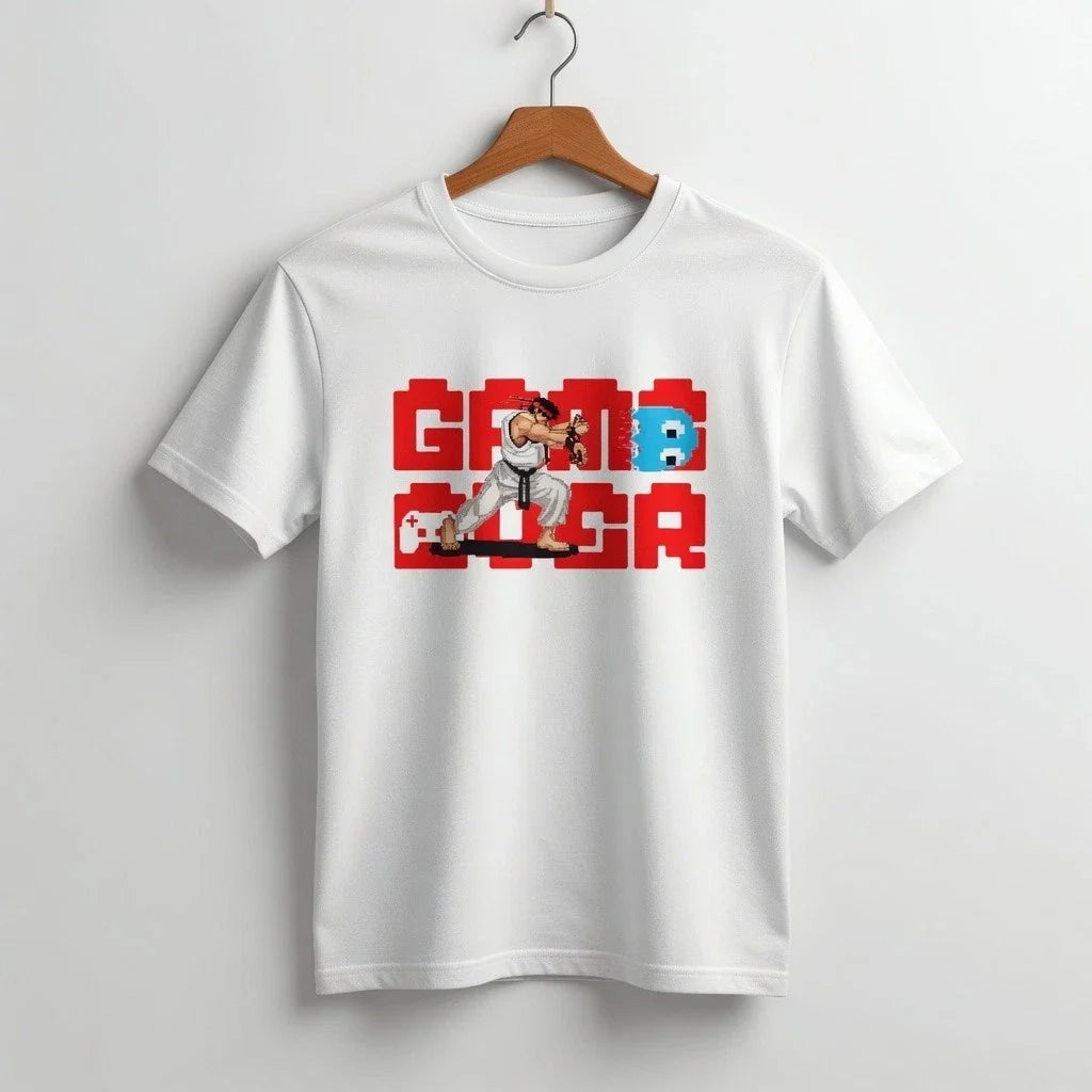 Men's Black Graphic Tee - Pixel Art Gamer T-Shirt - Streetwear Style