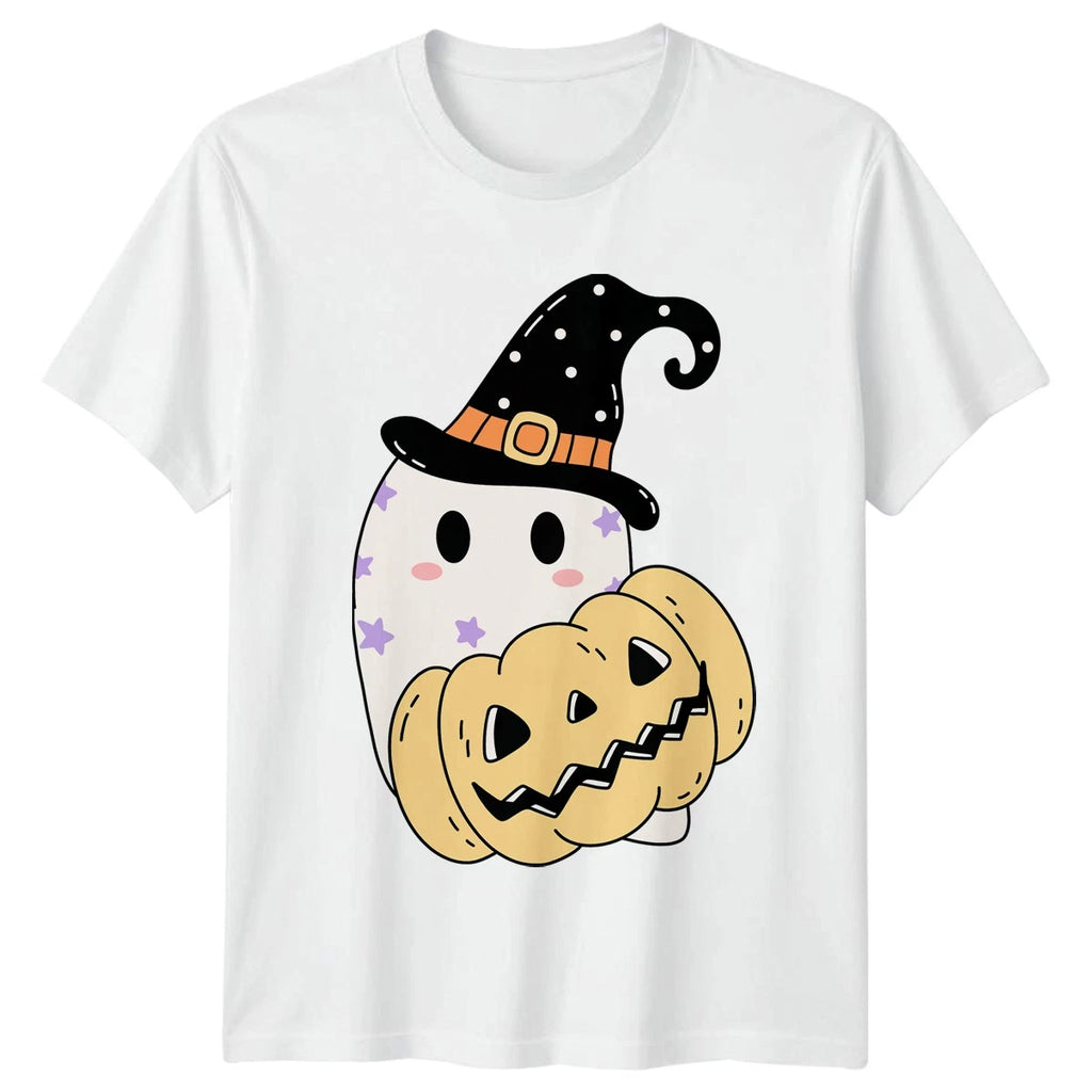 Cute Ghost Pumpkin T-Shirt Kawaii Halloween Gift For Him And Her