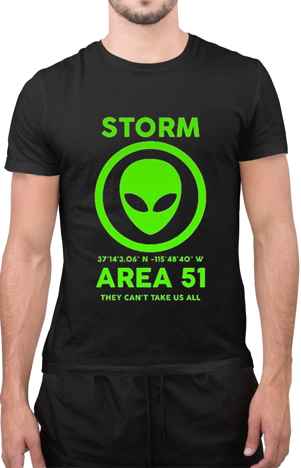 Funny Area 51 Coordinates They Can't Take Us All Alien T-Shirt