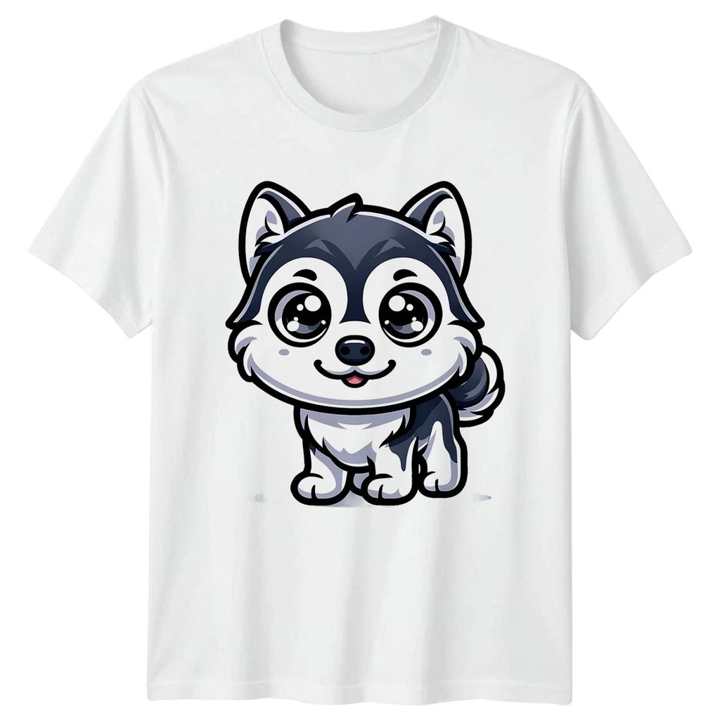 Cute Husky Puppy Dog Animals Mens T-Shirt Womens Tee Graphic Unisex Pet Lover