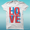 T-Shirt " Love Over Hate " White The Happiness Is Have My T-Shirt New